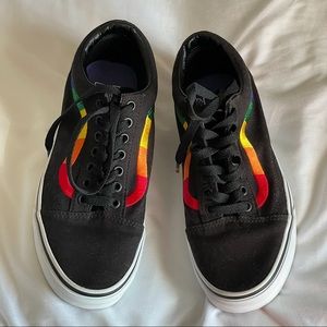 Black Vans Rainbow Skate Shoes | Women US Size 8